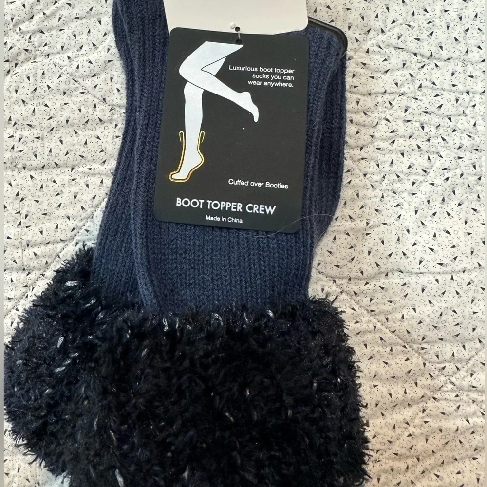 Bejoli Fluff Cuff Boot Topper Crew - Indigo